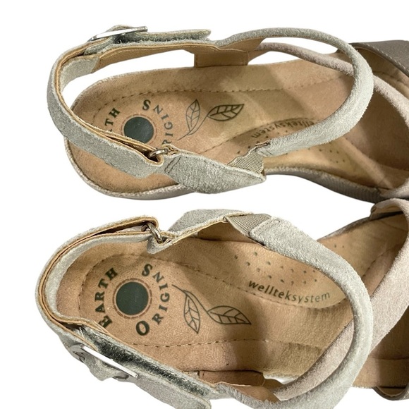 Earth Origins Sandals
7.5 M Maxine Wedge Strappy Buckle Straps Pewter Leather - Picture 7 of 13